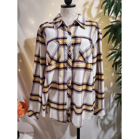 Natural Reflections NWT Plaid Flannel Button Shirt Womens Size XL Pockets Cotton - Picture 1 of 12